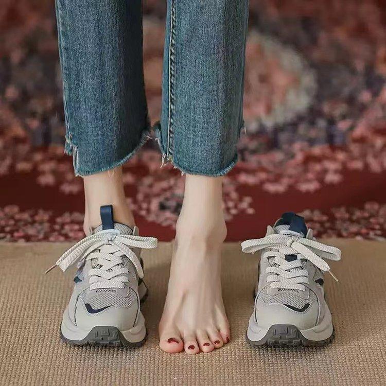 

Туфли Pops на толстой подошве, женская обувь, весна и лето, повышенная высота, туфли Gump, повседневные кроссовки в гонконгском стиле Hundred 40 сине серый