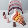 Wooden Building Blocks Set With Brown Little Person For Early Education And Diy Fun