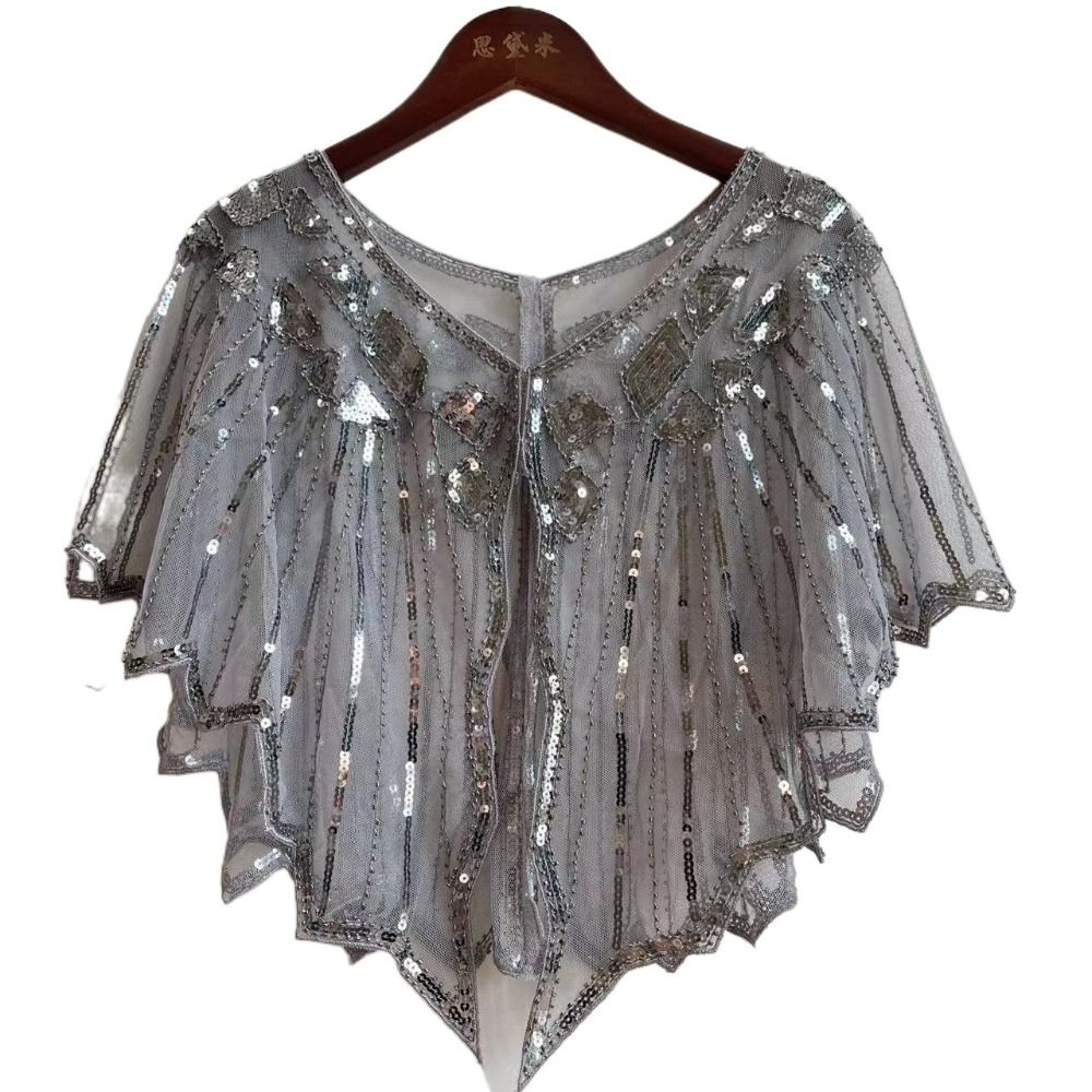 Evening Dress Accessories Sequins Shawl Wraps Party Evening Cape Elegant Ladies Flapper Cover Up