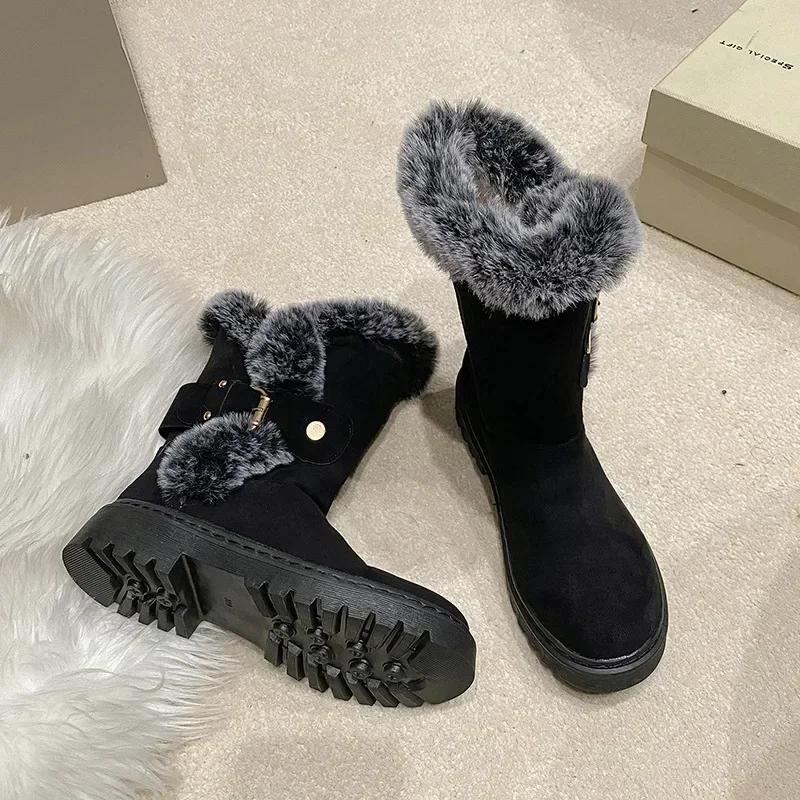 Womens Snow Boots Padded Elegant With Medium Heels Plus Warm Shoes for Women Winter 2025 Demi-season Spring on Slip Hot Fashion
