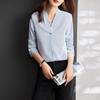 Women's V-Neck Chiffon Satin Shirt - High-End, Long-Sleeve, Anti-Wrinkle, Perfect for Spring and Autumn.