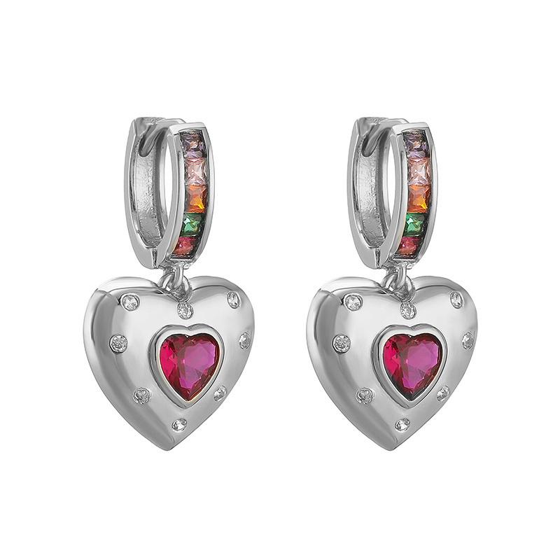 HECHENG,New Rainbow CZ Huggie Hoop Earrings for Women Gold Plated Crystal Heart Star Drop Earring Statement Fashion Zircon Gift
