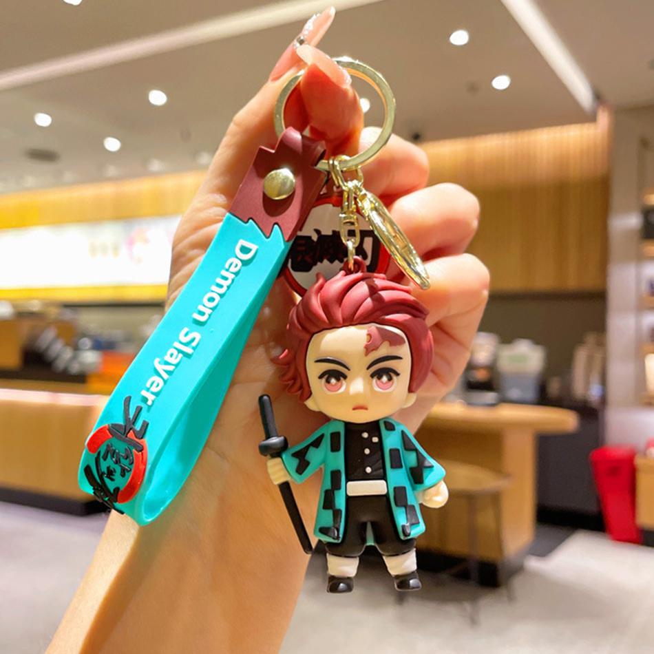Anime Demon Slayer Kimetsu No Yaiba Bambola Lama dello Spettro Portachiavi Personaggi Carini Ciondolo per Borsa Portachiavi per Chiavi Auto Anello Giocattolo Regalo per Fan