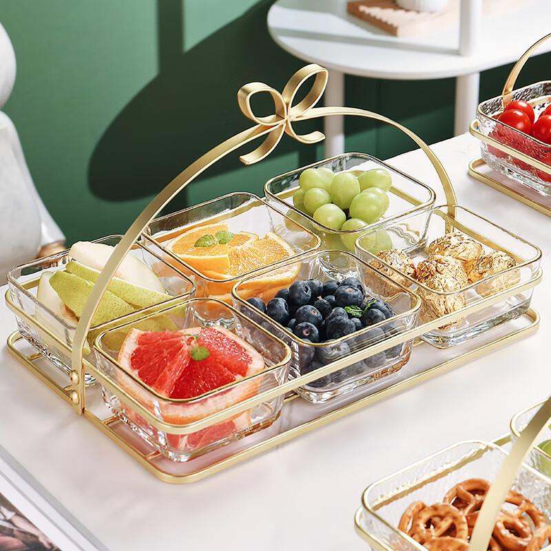 Naijiang Luxury Gold-Rimmed Glass Snack & Fruit Platter