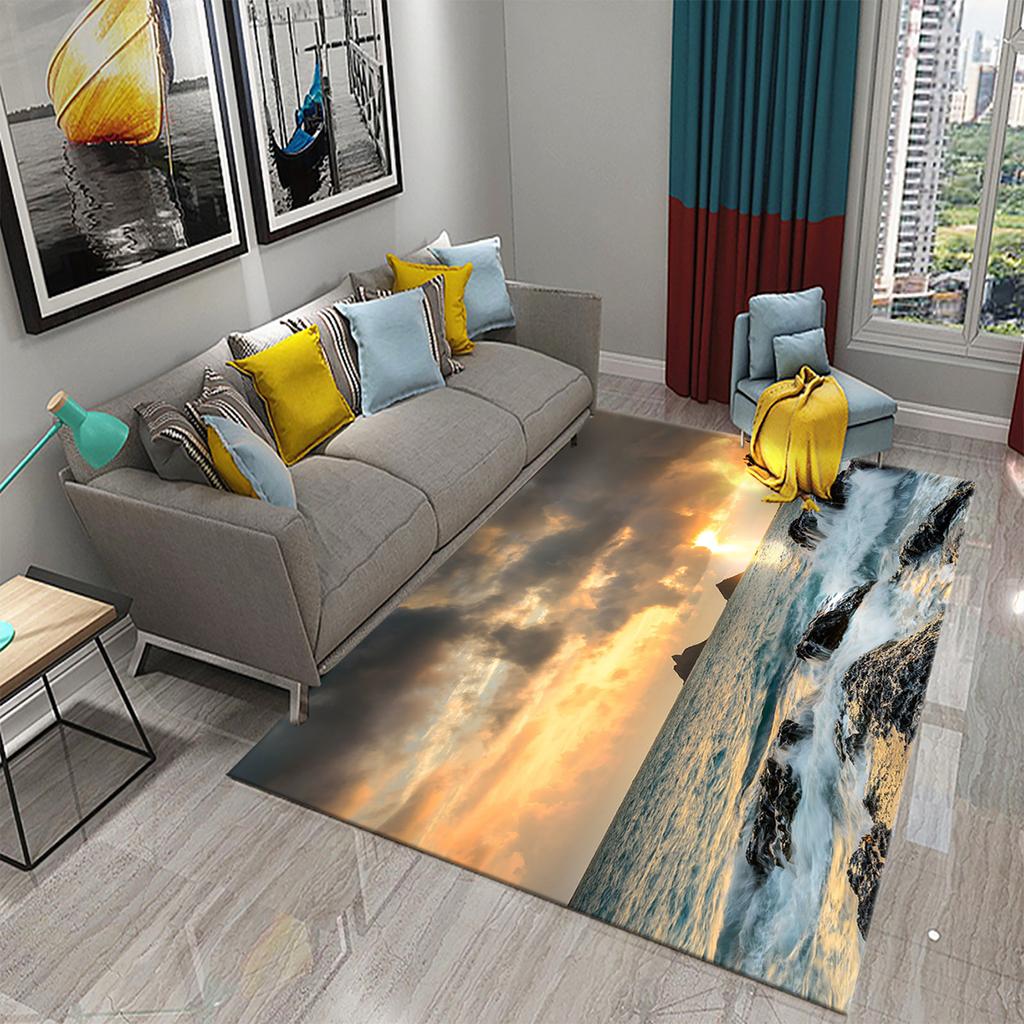 Bathroom Toilet Bedroom Kitchen Living Room Non-slip Floor Mat Sunset Ocean Beach Sky Landscape Rug