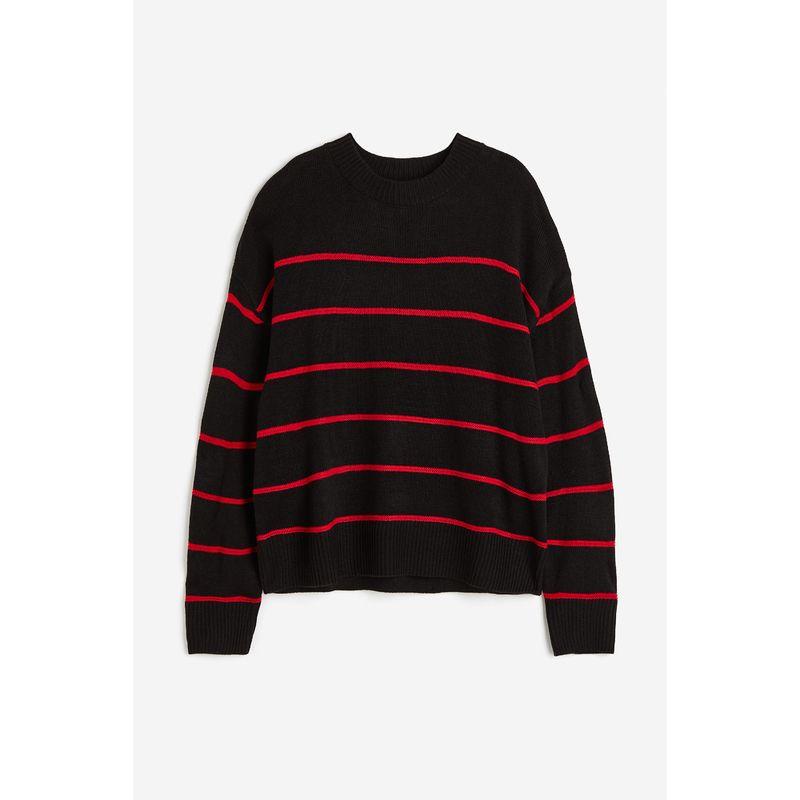 

HM Women s Knitwear Autumn Plaid Fashionable Loose Jacquard Stripes Knitted Pullover 1161787