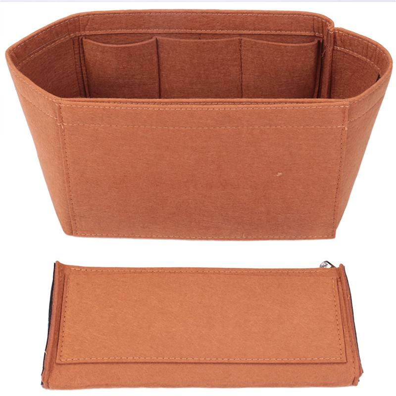 ABIYY-Home Storage Bag Purse Organizer Felt Insert Bag Makeup Organizer Inner Purse Portable Cosmetic Bags Storage Tote Coffee M