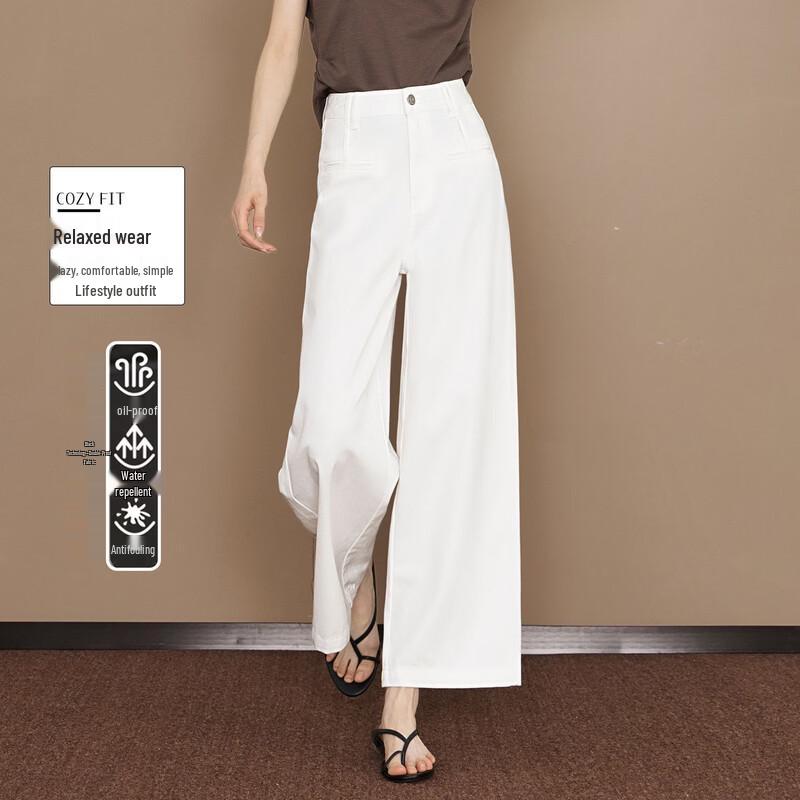 Women s Tencel Blend Loose Wide-Leg Cropped Jeans L