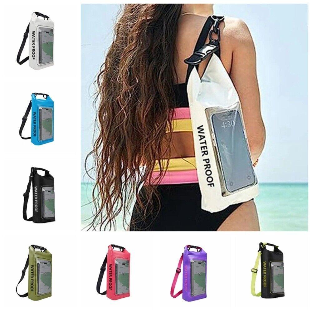 New 2L Swimming Waterproof Bag Sports Outdoor Cell Phone Bag PVC Clip Mesh Material Beach Messenger Bag