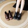 Leather Short Boots for Women Flat Bottom Autumn and Winter New Retro Side Zipper Soft Bottom Thick Sole Martin Boots
