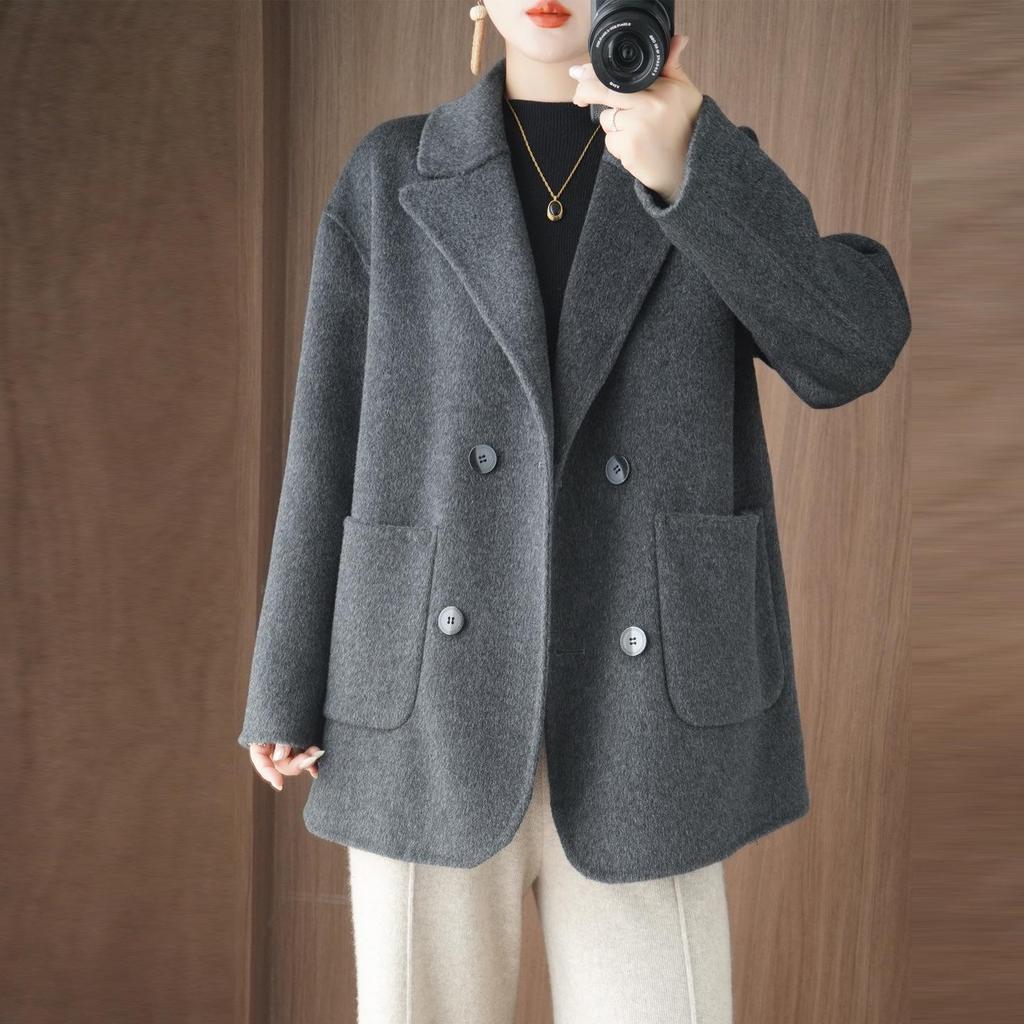 Stylish Women's Double-Faced Wool Coat - Petite Autumn & Winter Fashion