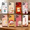 Cute Lucky Maneki Neko Cat Phone Case For iPhone 16,15,14,13,12,17,Pro Max,Plus Silicone Black Case