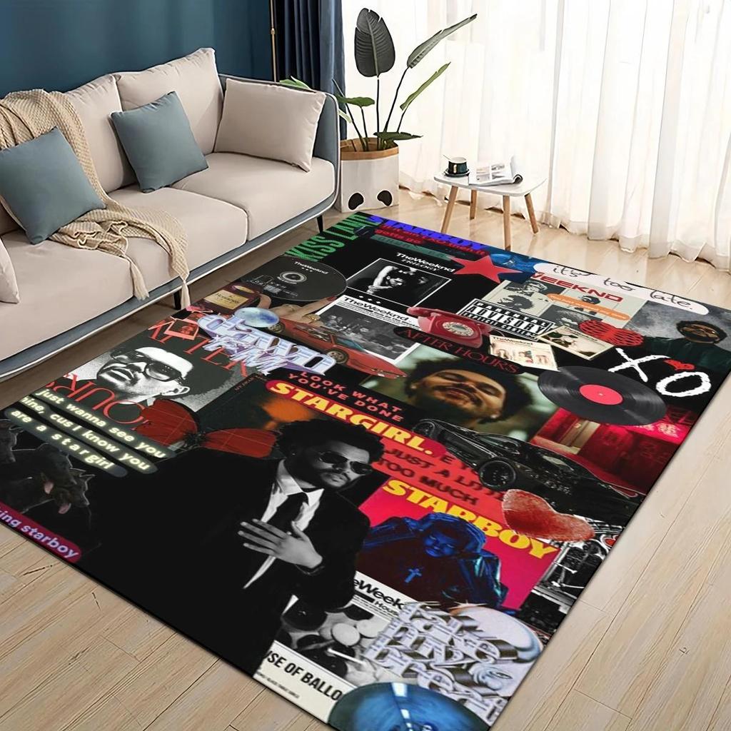 TAPPETO 3D THE WEEKND,XO Alternative R&B Abel Tesfaye per Soggiorno Camera da Letto Casa Decorazione Divano, Tappetino Antiscivolo per Bambini
