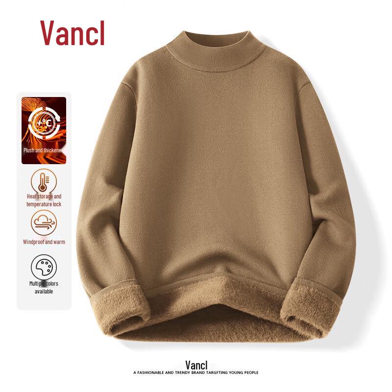 

VANCL Men s Half-High Collar Fleece Lined Sweater 3XL