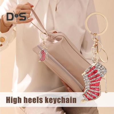 Schlüsselanhänger mit High Heels und Schnalle, dekorativer Schlüsselanhänger aus Metalllegierung, bunte Strasssteine, Autoschlüsselhalter, Rucksack-Zubehör