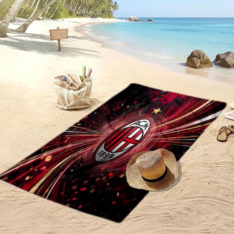 Toalla de Playa Estampada AC Milan Secado Rápido Suave Portátil Grande Rectangular Manta de Playa para Viajes Piscina