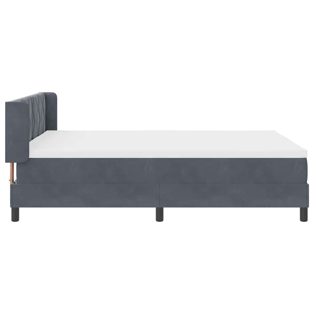 Box Spring Bed with Headboard Dark Grey 200 x 140 cm Velvet