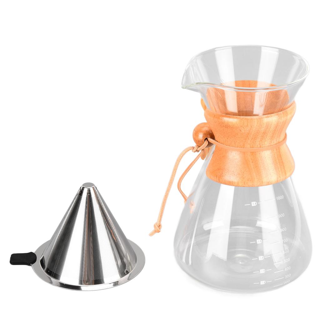 Heat Resistance Coffee Pot Dripper with Funnel Large Capacity Pour Over Coffee Maker for Home1000ml