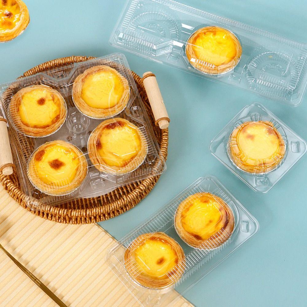 100pcs Disposable Portuguese Egg Tart Paaging Box Plastic Baking Cake Case  Kitchen Cooking Tools