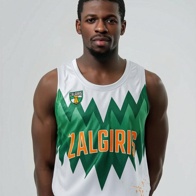 Lithuania Unisex Žalgiris Kaunas Basketball Jersey Vest Quick-Drying Sports Training Top for Children Special Match Day Gear