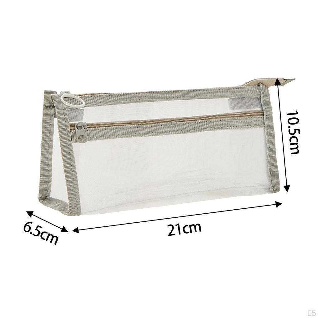 Clear Pencil Case, Pen Bag with Zipper, Transparent Stationery Organizer Holder, Exam