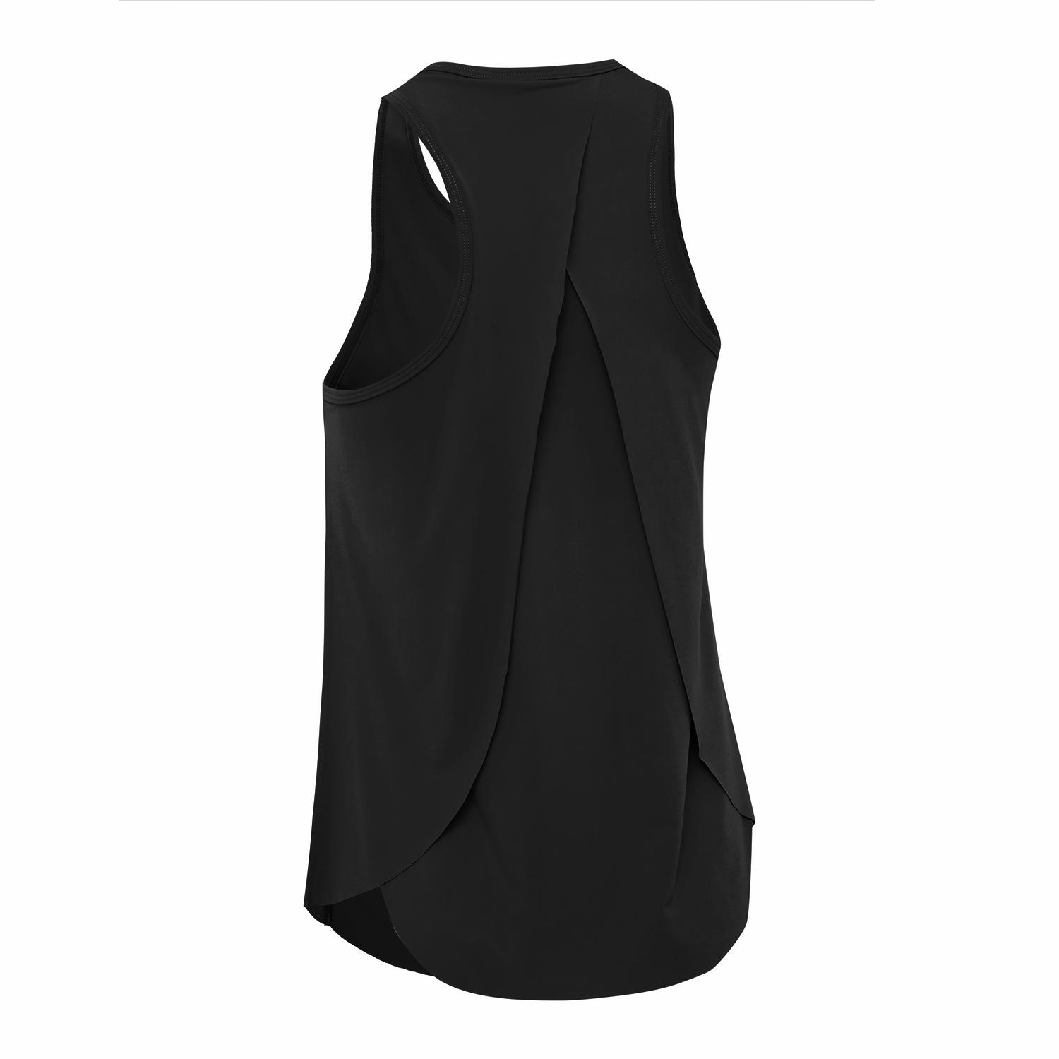 

Women s Quick-Dry Sleeveless Swallowtail Yoga Vest for Running and Gym S чёрный