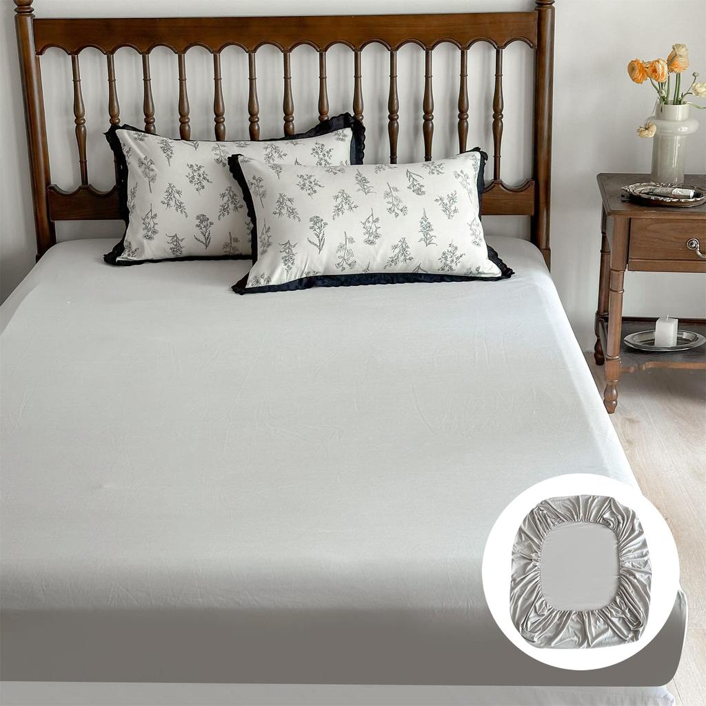 BUKAROOM Duvet Cover Ruffled Double Zipper Duvet Suitable for Western and Japanese Style Fitted Lightweight and Stylish Floral Black Cover [Double