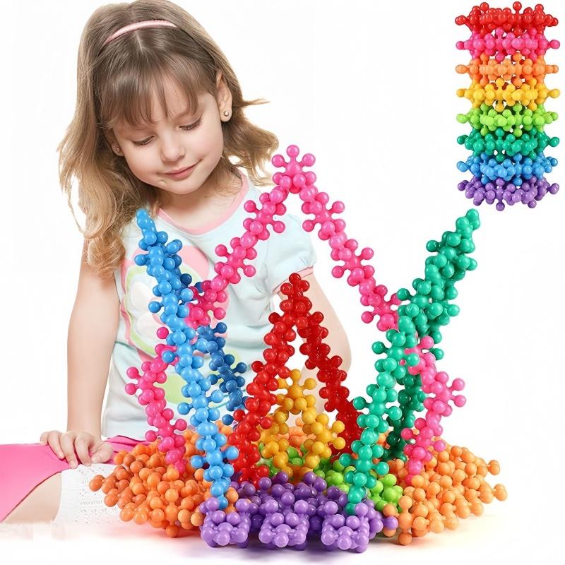 48Pcs Plum Blossom Building Blocks 3D Bricks Toys Baby Snowflake Building Blocks Toys Diy Educational Blocking Toys Gifts