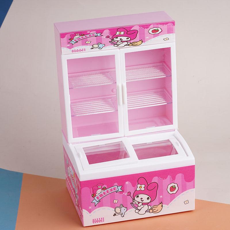 Miniature Food Play Children'S Play House Mini Light Refrigerator Ice Cream Freezer Ob11 Doll House Model Ornament Toy