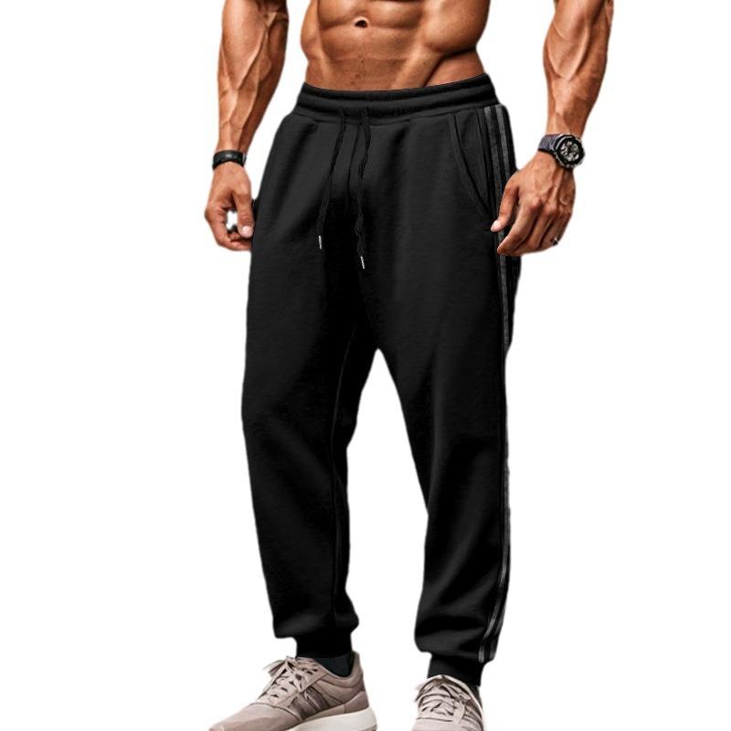 Herren Freizeithose 2 Streifen Sweatpants Lässig Vielseitig Locker Kordelzughose