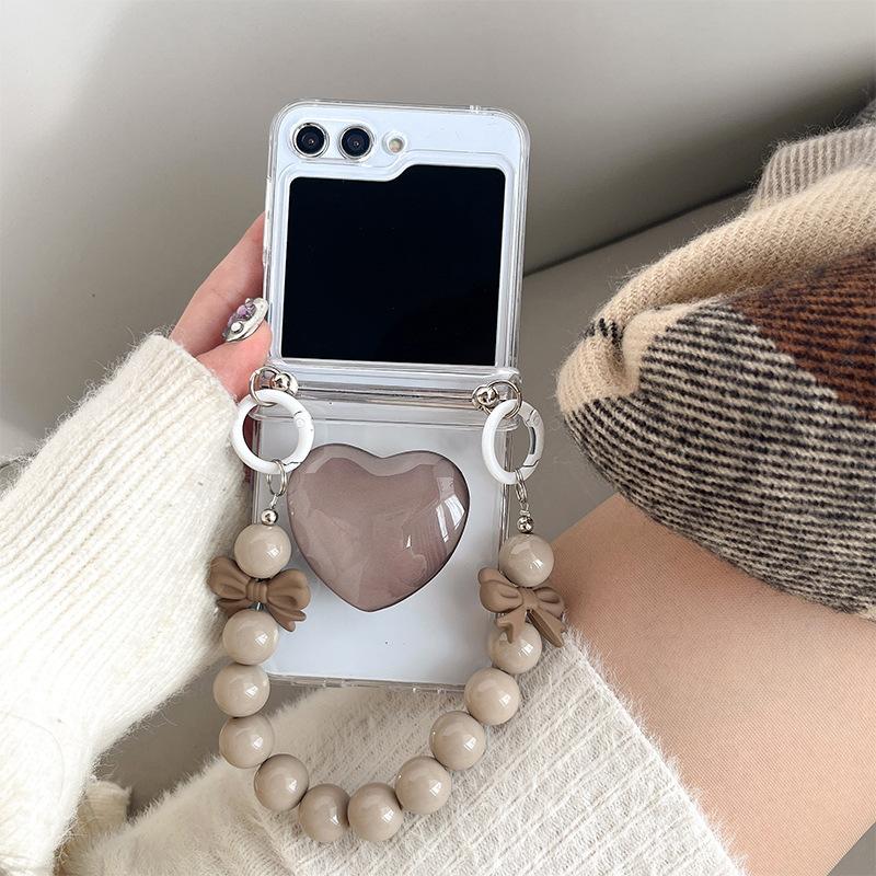 

Стеклянный чехол для телефона в форме сердца с держателем-подушкой безопасности для Samsung Zflip6, ручная цепочка Xlip, чехол-книжка с откидной крышкой, складной экран Ins P50pocket