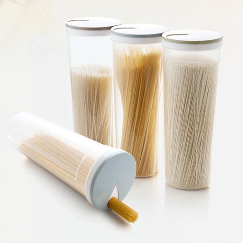 Circular Noodle Storage Container Food Grade Sealed Dry Food Canister for Pasta Grains Kitchen Pantry Organization Transparent