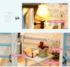 Dollhouse making kit, DIY kit, craft set, blue room, miniature, dog, flowers, bed.