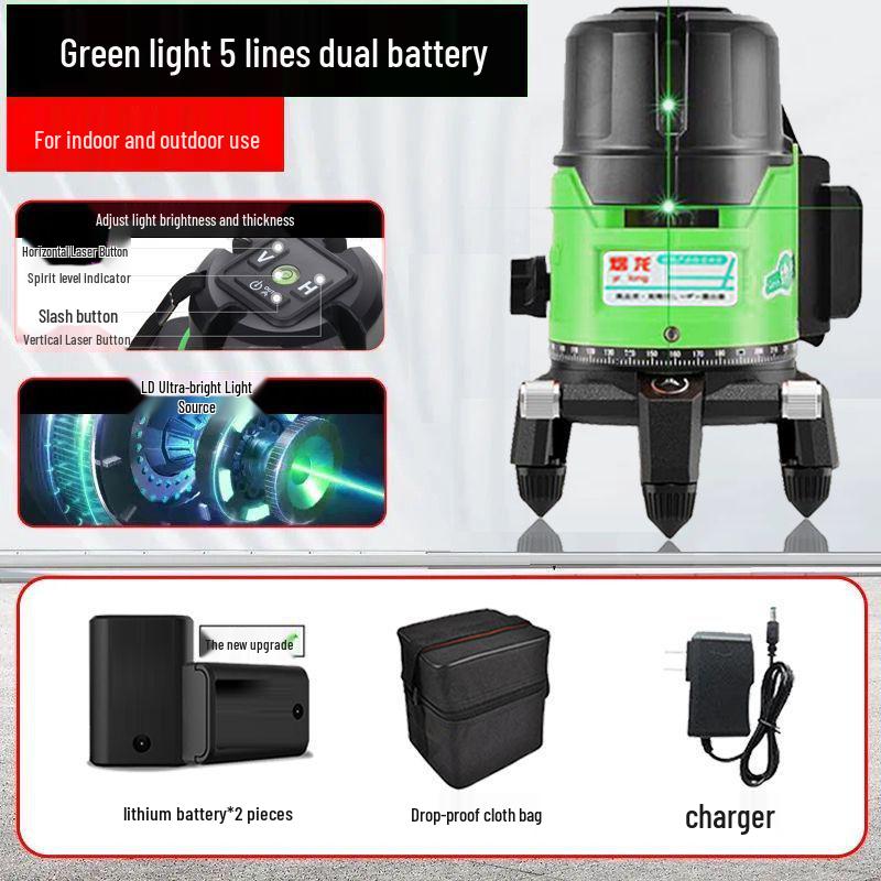 Yilong High-Precision Outdoor Laser Level with Green Light (2, 3, 5 Lines)