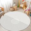 Simple Style Round Carpet Living Room Stripe Decoration Washable Big Size Rug Bathroom Cloakroom Non-slip Short Velvet Floor Mat