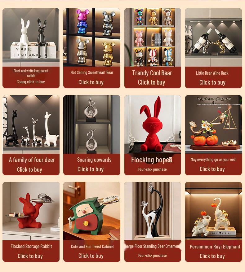 Keramik-Kaninchen-Ornamente für die Heimdekoration - Wohnzimmer, TV-Schrank, Flur, Weinschrank-Dekoration