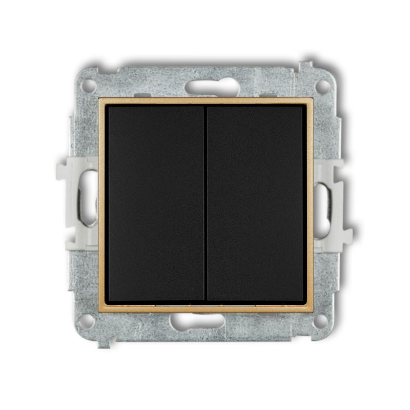 Double Switch Without Frame Karlik Mini, Matt Black/gold