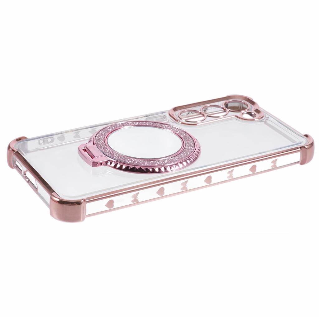 Pour Samsung Galaxy S23 Étui Miroir Béquille Housse de Téléphone TPU Motif Cœur sur le Côté