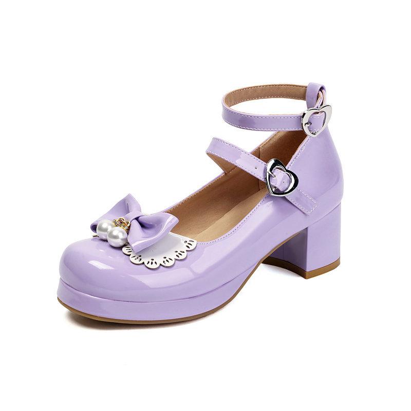 

Sweet Straps Buckles Lolita Pumps for Ladies Block High Heels Platform Wedding Party Mary Janes Shoes Women Pink Red Girl Size43 34