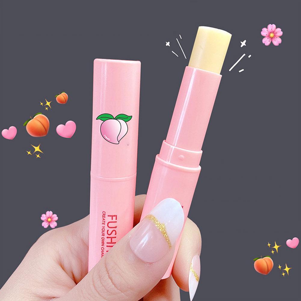 1 PC Natural Pêssego Lip Balm Hidratante de Longa Duração Mudança de Temperatura Produto de Hidratação Anti-R6X4