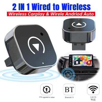 Wireless CarPlay 2in1 AI Smart Box Wireless Android Auto Adapter 2in1 Dongle Car Intelligent Systems For Car With Wired CarPlay