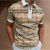 Men'S Polo Shirt Men'S Casual Short Sleeve Lapel T-Shirt 3D Printed Short Sleeve Zipper Polo