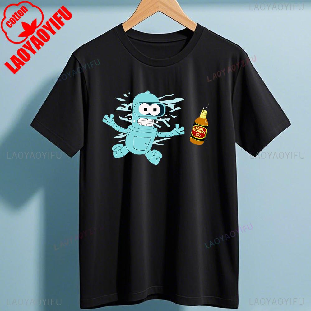 Bbender Cartoon Ffuturamas T Shirt Casual Fun Tshirt For Unisex Round Neck Cotton Shirt Short Sleeve Cottton Harajuku Streetwear