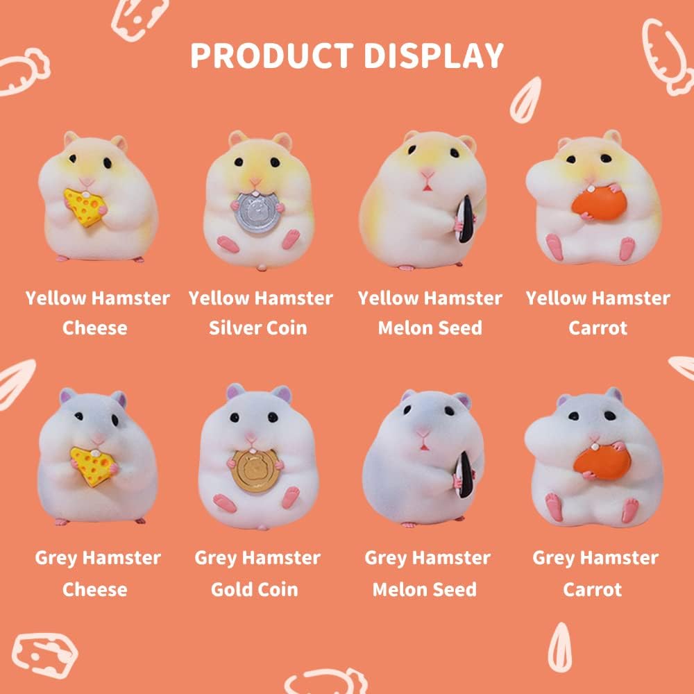 BEEMAI Flocking Greedy Hamster Series 1PC Random Design Cute Figures Collectible Toys Birthday Gifts