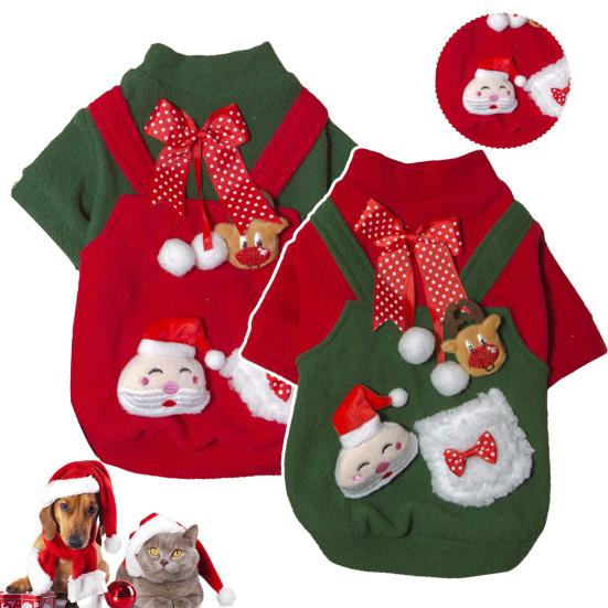 Christmas Series Decor Pet Clothing Durable Skin-friendly Keep Warmth Puppy Cats Warm Short Sleeve Shirt Outfit