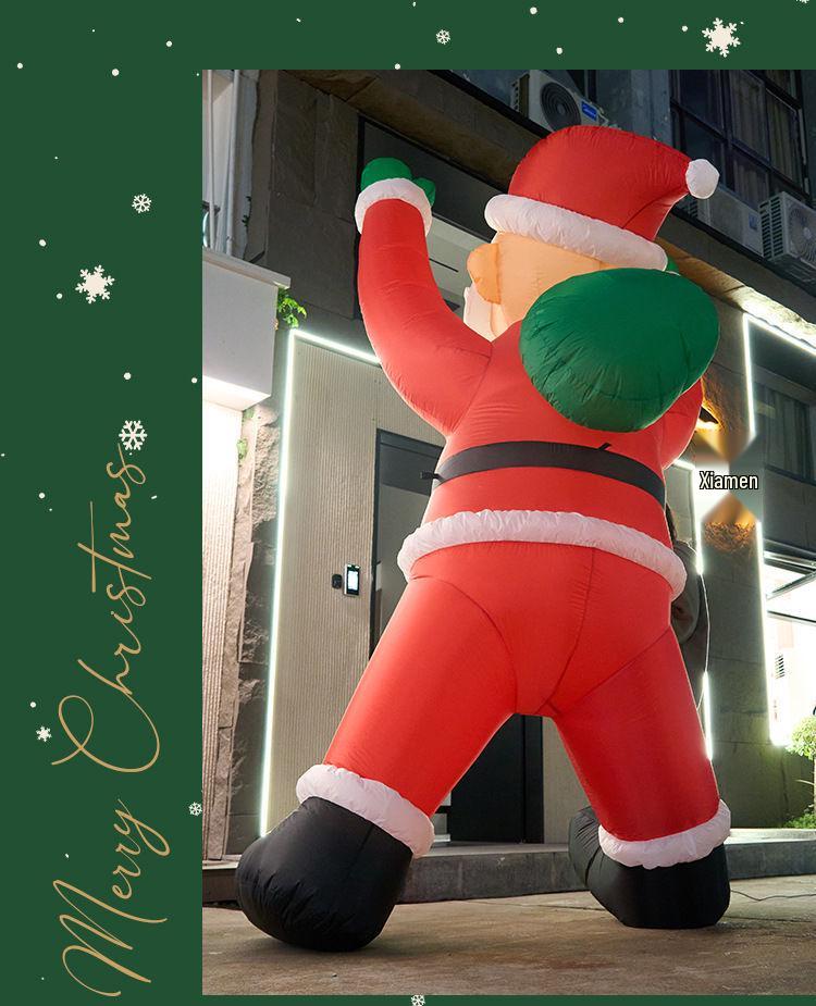 Santa Claus Climbing Window Light-Up Hat Figurine - Christmas Outdoor Inflatable Decoration