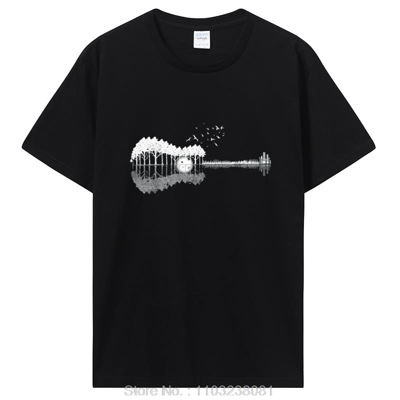 Guitar Lake Shadow Love Guitar Musician TShirt T Shirt Prevalent Beach Cotton Unisex T Shirt Printed Streetwear Unisexs Clothing