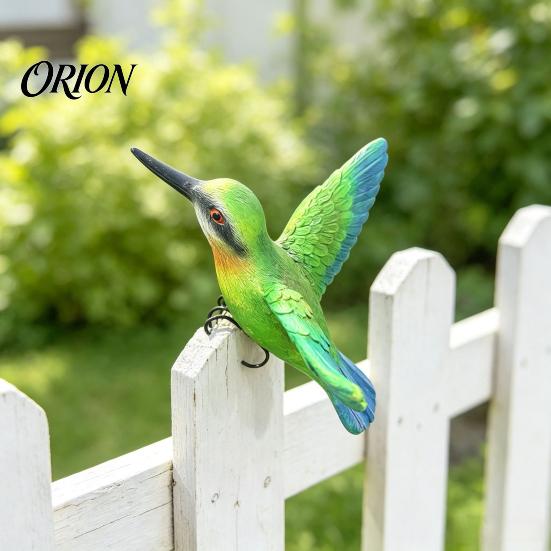Weather Resistant Statue Resin Hummingbird Figurine, Clip?on Bird for Fence, Flower Pot Tree Garden Landscaping Accessory Branch, Realistic