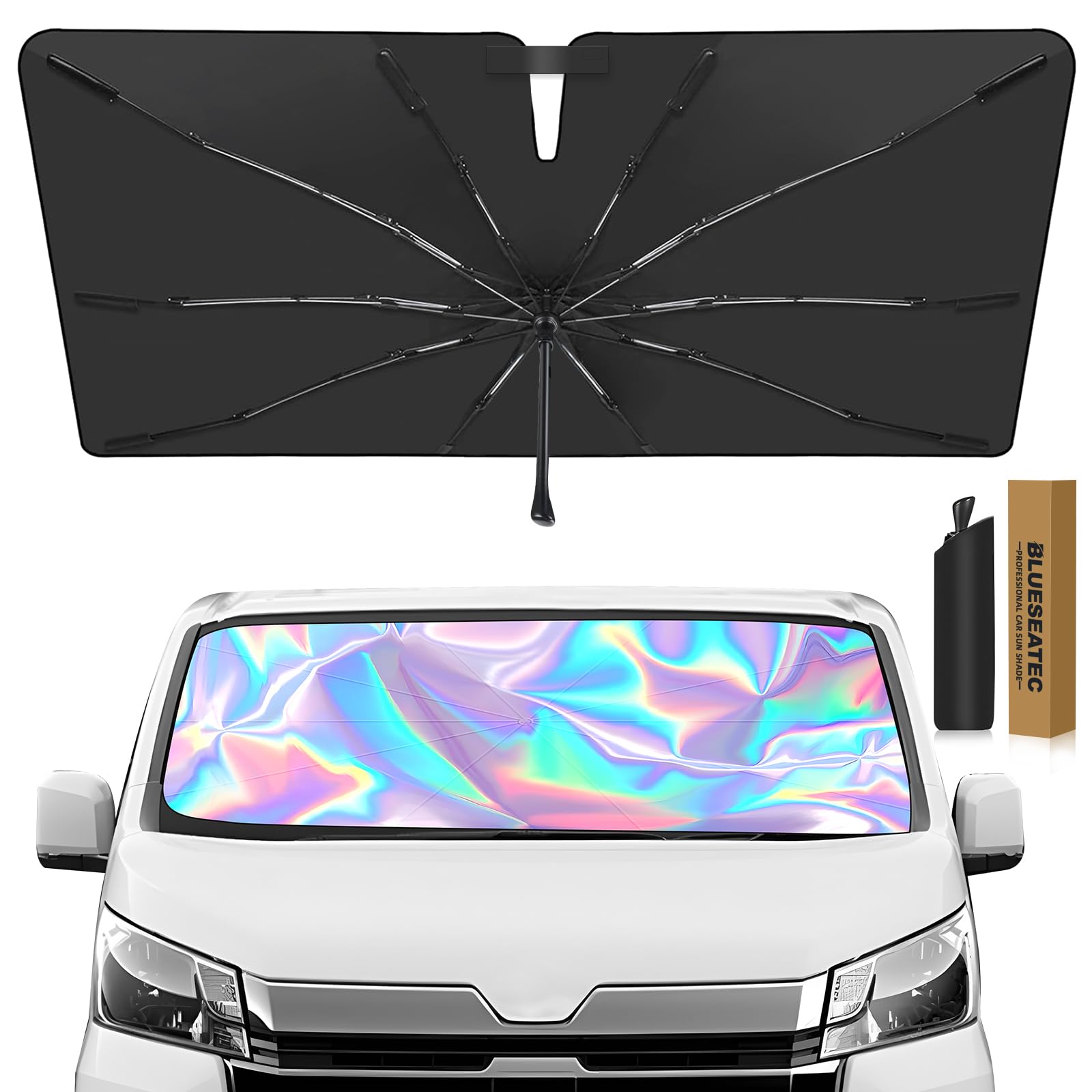 

в BLUESEATEC Toyota Hiace 200 Series Широкий кузов Солнцезащитный экран на лобовое стекло HIACE 200 Август 2004 Автомобильный солнцезащитный экран 10x Сильная защита от жары Защита от УФ-лучей УФ