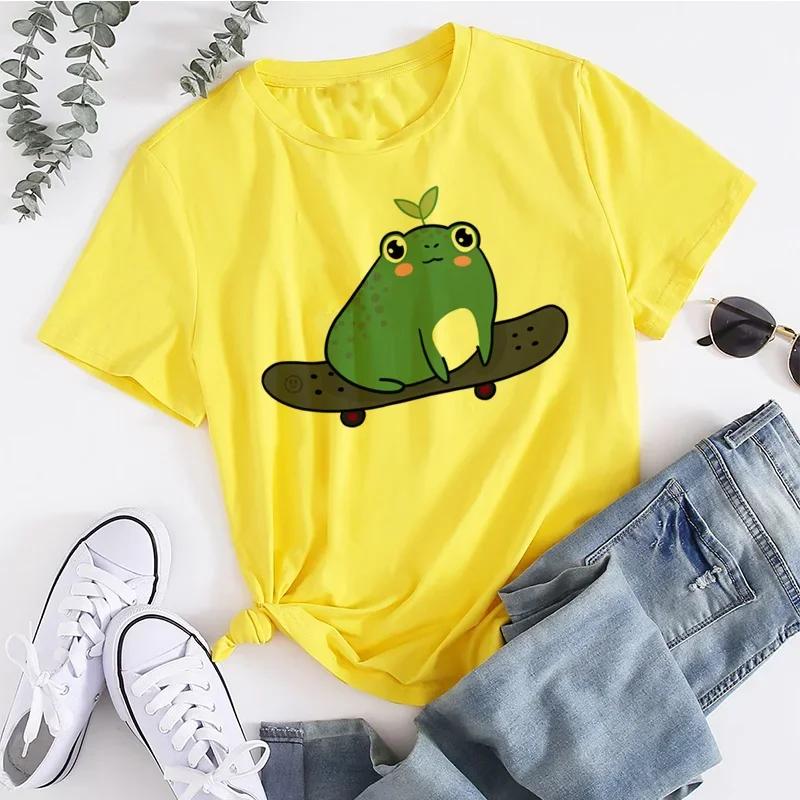 Womens Tshirt Hip Hop Street Wear Harajuku Short Sleeve Tshirt Cute Frog Printed Tshirt Summer Top